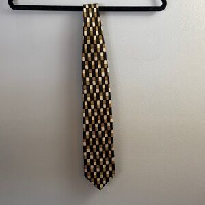 100% Silk, Valentino Black and Gold Patterned Tie